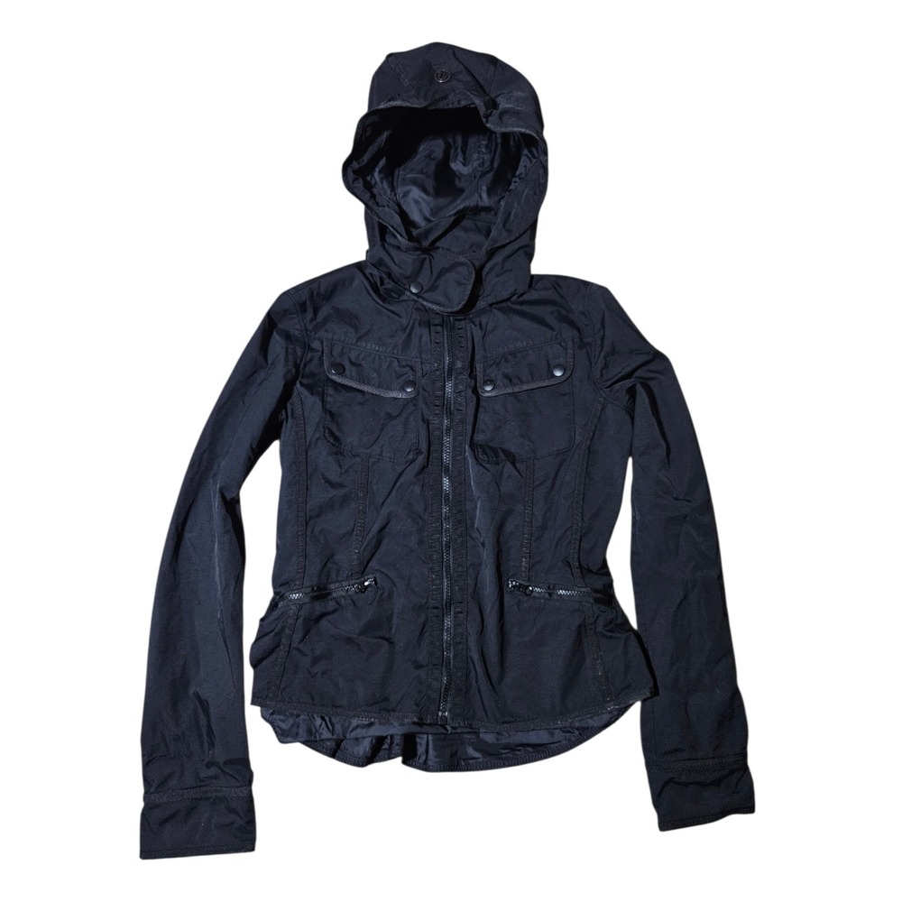 Lululemon Size 6 Black‎ Full Zip Hooded Jacket Windbreaker Out and About EUC